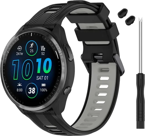 Miniatura 12 de Correa compatible con reloj Garmin Forerunner 965 – Correa de repuesto de silicona suave para reloj inteligente 965 para mujeres y hombres