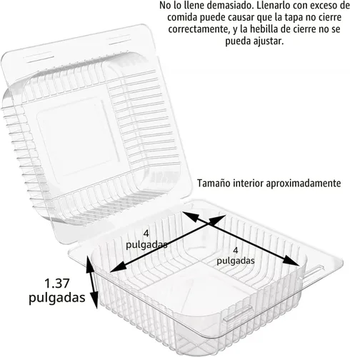 Miniatura 2 de Axe Sickle 50 unidades de contenedores desechables de plástico transparente con bisagras para llevar con tapa de concha, bandejas para llevar