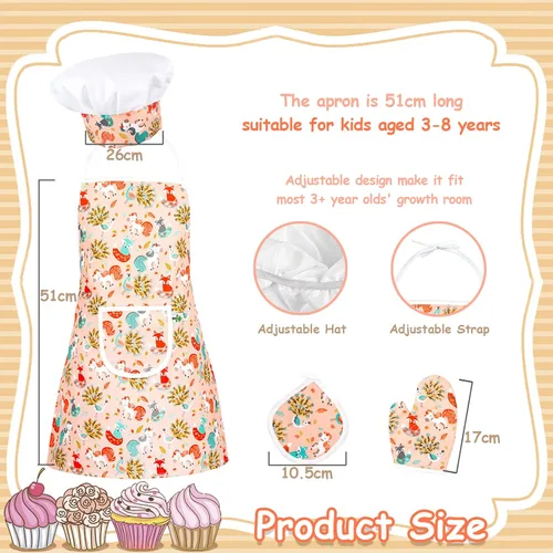 Miniatura 6 de KAEGREEL Juego de chef para hornear para niños con delantal de unicornio y manopla, 26 juguetes de cocina para niños, juego de cocina con sombrero