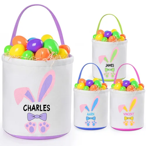 Miniatura 30 de Jocidea - Cesta de Pascua personalizada, paquete de 1 cestas de Pascua personalizadas para niñas y niños, cesta de Pascua personalizada para bebés