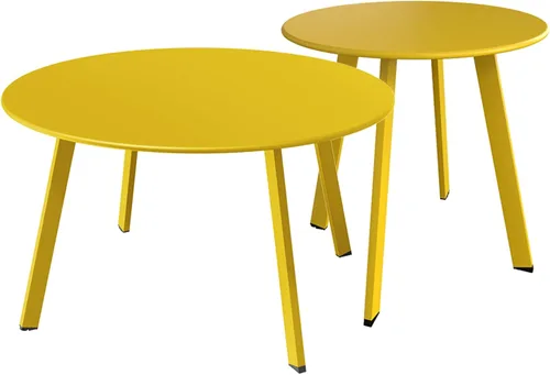 Miniatura 15 de Mesa redonda para café de acero Grand Patio para patio, mesa auxiliar grande resistente a la intemperie para exteriores, color negro