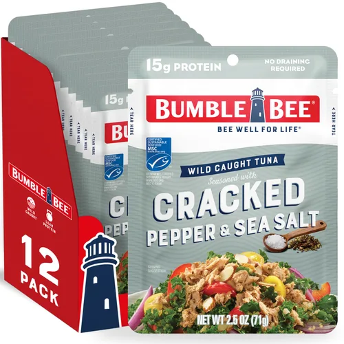 Miniatura 23 de Bumble Bee - Atún sazonado con hierbas y especias mediterráneas, sobre de 71 g - Listo para comer - Paquete de atún capturado de forma salvaje - 14