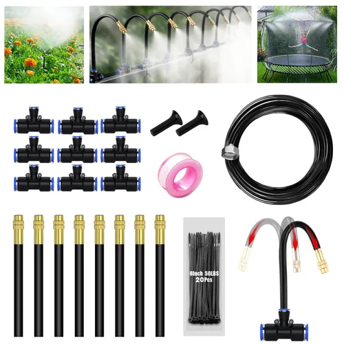 Sistema de riego por goteo ajustable de 360° - Kit de rociadores de trampolín de agua para niños diversión de verano. Sistema de riego de plantas de