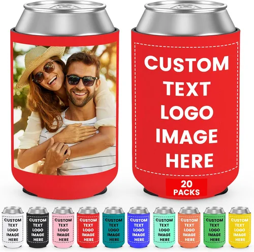 Miniatura 19 de Paquete de 300 enfriadores de latas personalizados a granel, enfriador de latas personalizado con logotipo de foto texto para bodas, cumpleaños