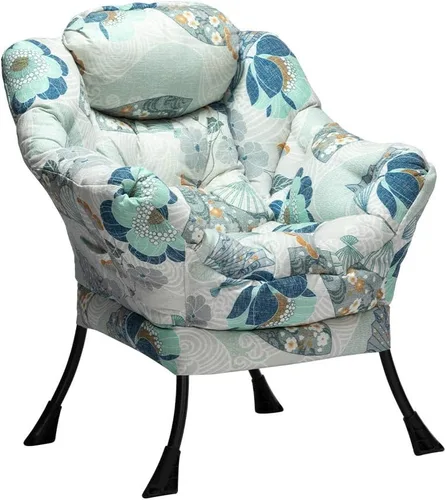 Miniatura 19 de HollyHOME - Silla perezosa con reposabrazos y bolsillo lateral, cómoda silla de sala de acento, sofá de ocio para sala de estar, recámara