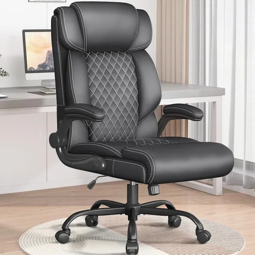 Silla de oficina ejecutiva con respaldo alto, transpirable, silla de oficina grande y alta, reposabrazos abatibles, soporte lumbar, silla giratoria