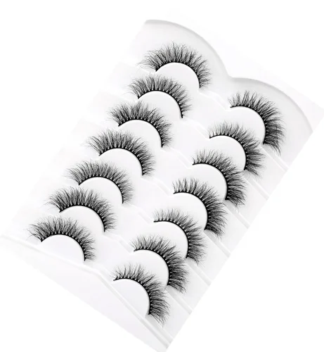 Miniatura 246 de Pooplunch - Pestañas postizas finas de visón sintético, estilo ojo de gato, naturales, cruzadas, tipo racimo, efecto 8D de volumen, tiras