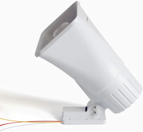 Sirena de alarma de 30 W, sirena de seguridad eléctrica autónoma de doble tono para exteriores con soporte, 6-12 V CC 1.1 Ah 130 db 8 x 5.5 x 9