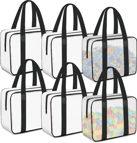 6 bolsas grandes de almacenamiento de juguetes, bolsas organizadoras de juguetes plegables transparentes con cremallera, bolsas organizadoras de