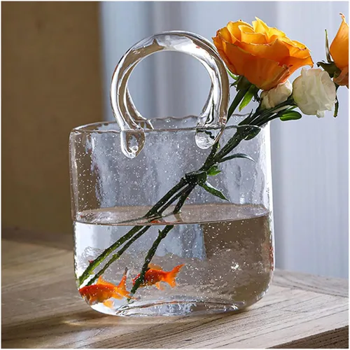 Miniatura 10 de Purse Vase for Flowers, Multifunctional Flower Vase Shopping Bag Vase Glass Pocketbook Vase, for Floral Arrangement Centerpiece Home