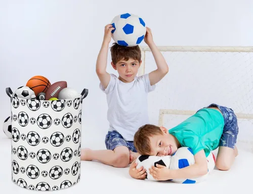 Miniatura 3 de Cesta de fútbol para niños, cesta de fútbol para guardería, lindo contenedor de almacenamiento para niños, organizador de habitación para el hogar