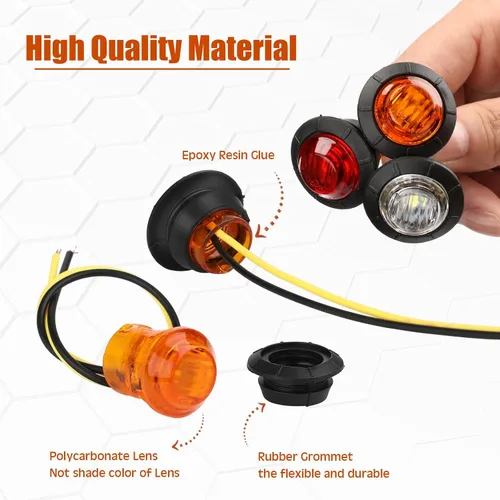 Miniatura 3 de Treela 150 luces LED redondas de 3/4 de pulgada para montaje en superficie, luces laterales de remolque para camión, barco, SUV, ATV, bicicleta