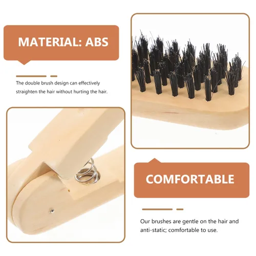 Miniatura 4 de Healifty Peine alisador de pelo de madera de 8.66 pulgadas, diseño de doble cepillo, alisador de pelo antiestático para un peinado suave