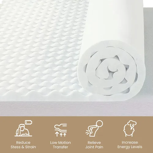 Miniatura 5 de Cubrecolchón de espuma convoluta de 2 pulgadas con diseño de cáscara de huevo Transpirable, suave y cómodo, cubrecamas para dolor de espalda