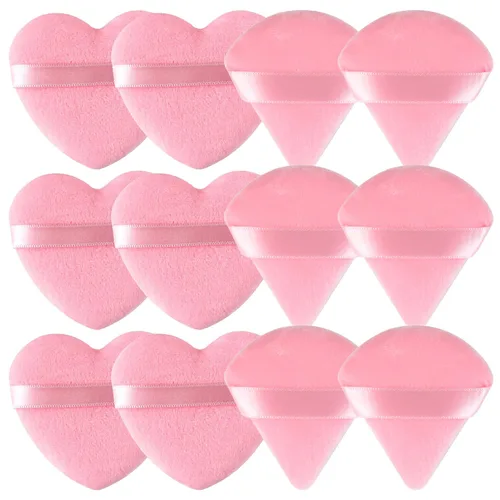 Miniatura 23 de 6 piezas de soplo de polvo para cara suave en forma de corazón para polvo suelto, polvo mineral, polvo corporal, terciopelo, base cosmética, 6