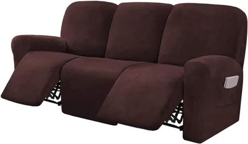 Miniatura 16 de Funda para sofá reclinable de 8 piezas, terciopelo elástico para sofá reclinable de 3 plazas, funda suave y gruesa para sofá reclinable, protector
