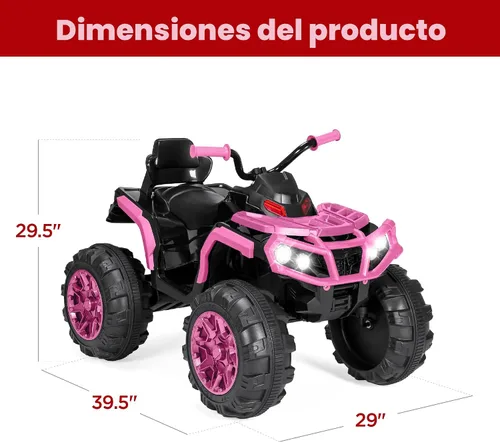 Miniatura 7 de Best Choice Products ATV eléctrico de 12 V para niños, juguete de 4 ruedas con audio Bluetooth, velocidad máxima de 3.7 mph, neumáticos con pisadas