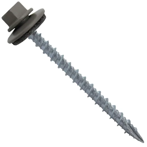 Miniatura 24 de 10 tornillos para techos de metal gris ABC de 2-1/2 pulgadas, cabezal de arandela hexagonal, arranque automático/roscado, arandela EPDM. 1 bolsa