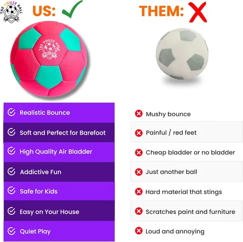 Miniatura 3 de The House Ball - La pelota de fútbol original suave y segura para interiores, tamaño 4, creada para el interior de tu hogar y patio, sin rozaduras