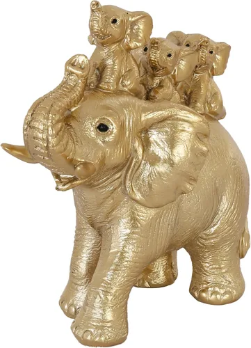 Miniatura 3 de Decoración de estatua de elefante dorado, figuras de elefante que traen buena suerte, salud, fuerza, oficina, estante de TV, estante, sala de estar