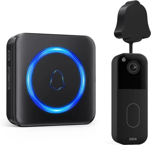 Timbre de puerta inalámbrico compatible con Blink Video Doorbell (1.ª y 2.ª generación), receptor de enchufe para interiores y kit de transmisor con
