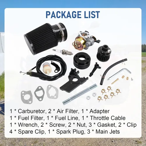 Miniatura 5 de Carburador carburador adaptador de filtro de aire Jet Kit de reemplazo mejorado de alto rendimiento para Coleman CT200U CT200U-EX BT200X GX160 Negro