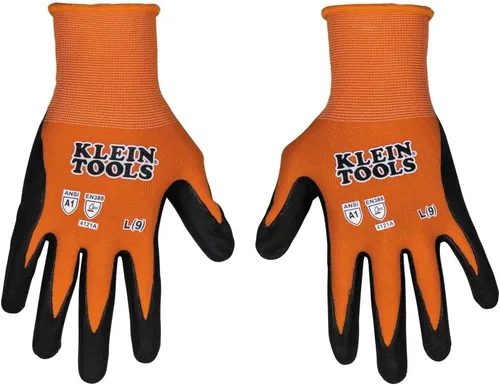 Miniatura 16 de Klein Tools 60582 Guantes de Trabajo, Guantes de Punto Sumergidos Resistentes a Cortes ANSI A1 con Revestimiento de Nitrilo, Nylon-Spandex