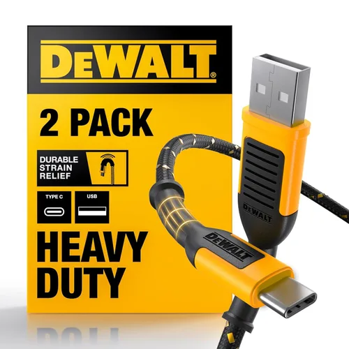 Miniatura 11 de DEWALT Cable USB C resistente, cable de carga USB A a tipo C de nailon trenzado de alta calidad, carga rápida para iPhone 17/16/15, Samsung Galaxy