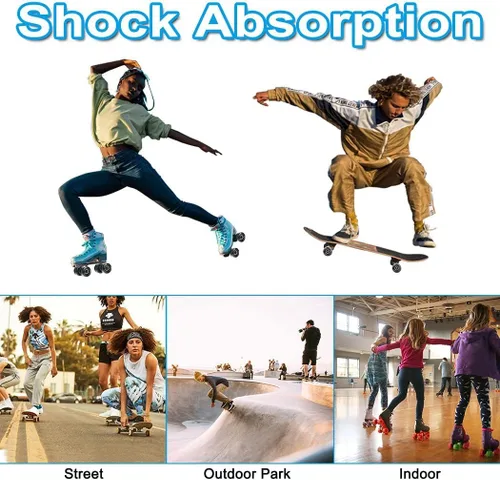 Miniatura 3 de Tanzfrosch Paquete de 8 ruedas para patines con rodamientos instalados y 2 topes de dedos para patinaje de doble fila, patines cuádruples y patineta