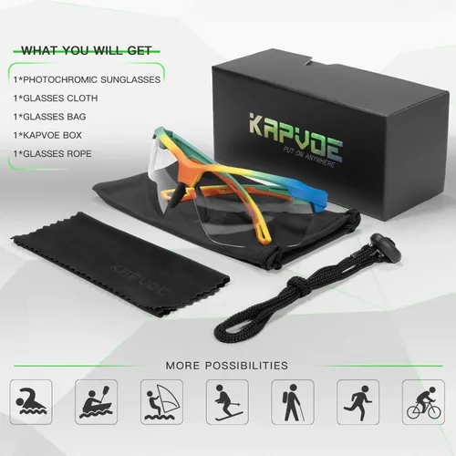 Miniatura 6 de KAPVOE Photochromic Sports Sunglasses for Men Women Cycling Sunglasses UV400 Protection MTB BMX Running Riding Bike K87 08