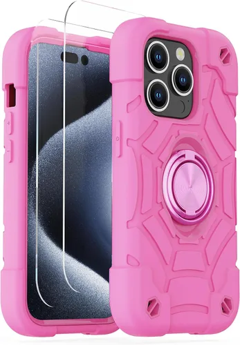 Miniatura 55 de KCJ Funda para iPhone SE 2022/2020, iPhone 8/7/6/6S, con [2×Protectores de Pantalla][Soporte de Anillo] Silicona Suave+PC Duro Protección Completa