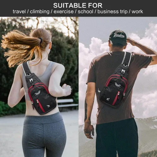 Miniatura 6 de Kimlee bolsa bandolera multifuncional de una sola banda cruzada para hacer senderismo o ciclismo Negro