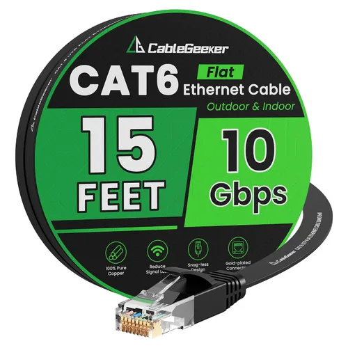 Miniatura 71 de Cable Ethernet Cat 6 de 100 pies, para interiores y exteriores, red de Internet de alta velocidad de 10 Gbps, cable de conexión Ethernet plano