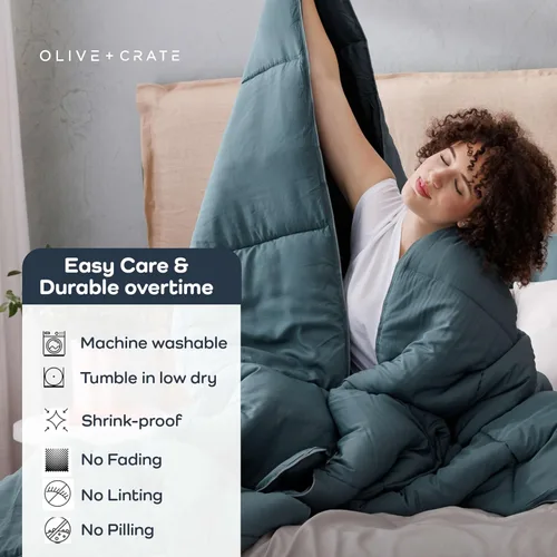 Miniatura 9 de Olive + Crate Cooling Down Alternative Comforter - Hypoallergenic King Size Duvet Insert Lightweight - All Seasons Plush Design Bamboo Comforter