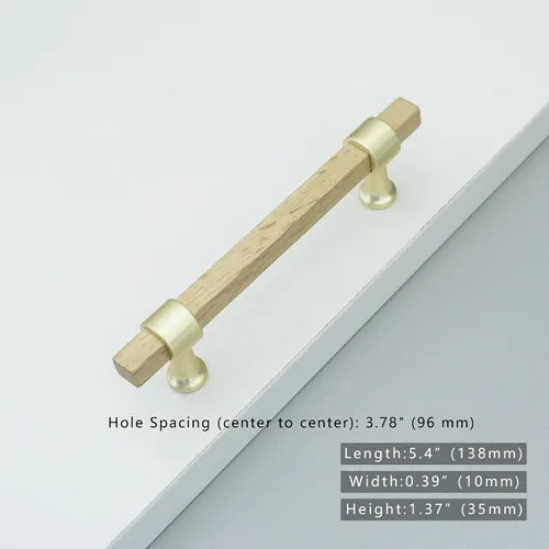 Miniatura 2 de Tiradores cuadrados de madera de 3.78 pulgadas para cajones, pomos de gabinete de cocina, pomos de latón para pomos de puerta de tocador