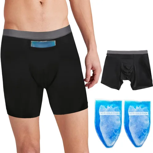 Ropa interior de vasectomía con 2 paquetes de hielo frío para apoyo testicular y alivio del dolor calzoncillos micromodal suaves y transpirables