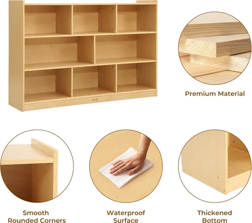 Miniatura 7 de Bateso Organizador de almacenamiento de juguetes para habitación de niños, estantería de madera para niños, para aula, organizador de almacenamiento