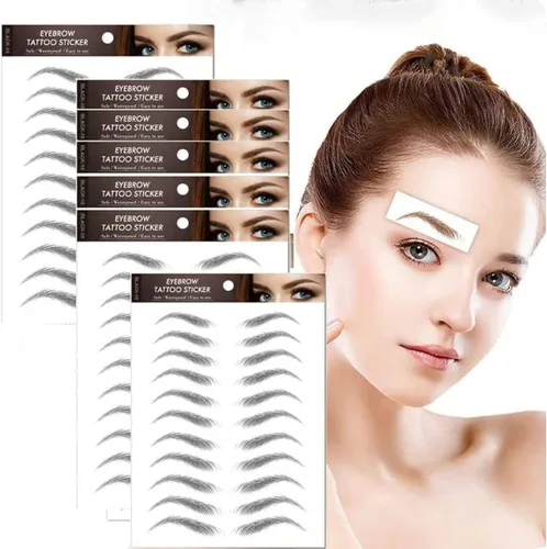 77 pares de calcomanías de tatuaje de cejas, 4D, impermeables, naturales, para cejas, de larga duración, perfectas para mujeres y niñas (negro)