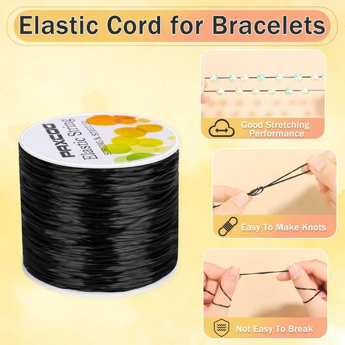 Miniatura 2 de PAXCOO 1.4 MM de cuerda elástica para pulseras, cuerda mágica elástica para pulseras de la amistad, collares, cuentas de arcilla, cuentas de pony