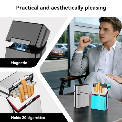 Miniatura 4 de Caja de cigarrillos King Size 3 Pack 20 Capacidad Negro+Plata+Azul-364.882-3.346 in