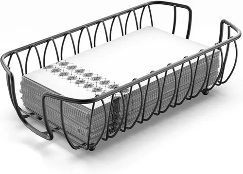Miniatura 29 de Servilletero para mesa – Dispensador de servilletas vertical de hierro plateado para servilletas de papel, dispensador de servilletas para cocina