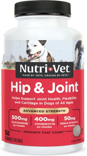 Miniatura 11 de Nutri-Vet Suplemento para articulaciones de perro de fuerza avanzada para cadera y articulaciones, glucosamina para perros, suplementos