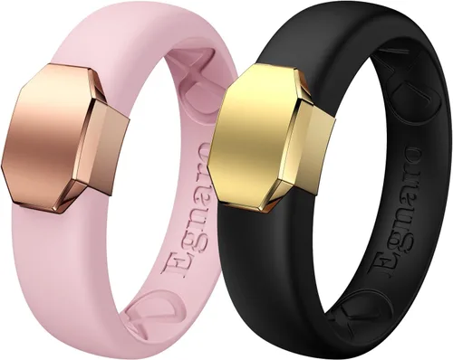 Miniatura 33 de Egnaro - Anillo de boda de silicona para mujer, diseño ergonómico y transpirable, ancho de 0.15 pulgadas, bandas de silicona flexibles con placa