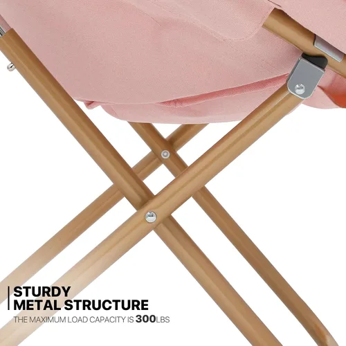 Miniatura 8 de MoNiBloom Silla redonda plegable de piel sintética con reposacabezas extraíble para adultos, marco de metal, de gran tamaño, cómoda, suave