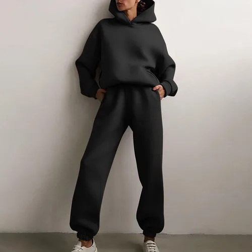 Miniatura 2 de Conjunto deportivo de 2 piezas para mujer, sudadera de manga larga, sudadera con capucha y pantalones largos