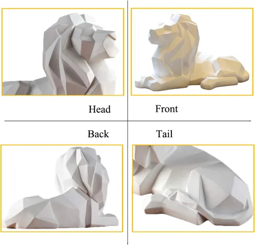 Miniatura 3 de FJWYSANGU Abstracto León Estatuas Mano Anhelada Animal Escultura De Resina Decoración Moderna Del Hogar Blanco León Blanco