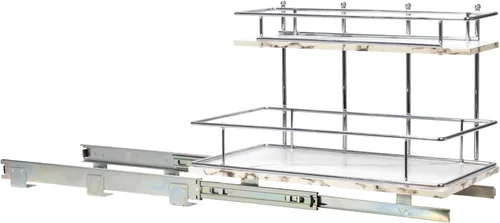 Miniatura 7 de Household Essentials - Organizador Glidez de mármol sintético, de armario de cocina, de 2 niveles, estantes extraíbles, 53 cm de profundidad x 31 cm