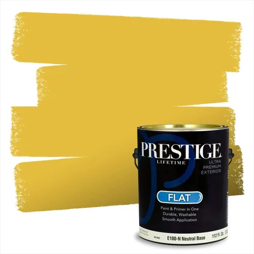 Miniatura 131 de PRESTIGE Pinturas Pintura Exterior e Imprimación En Uno, 1 Galón, Satinado, Pareja Comparable de Benjamin Moore* Amarillo* 320BM-PCM