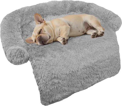 Miniatura 18 de Cama calmante para perro, tapete de felpa esponjoso para perros con protector de muebles con funda extraíble lavable para perros y gatos grandes