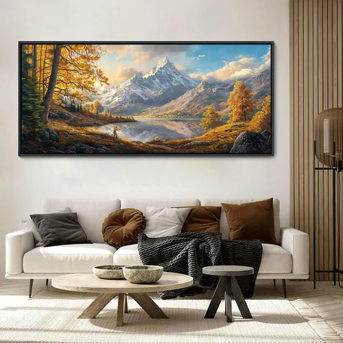 Miniatura 25 de YCPRIMER Gran Arte de Pared de Paisaje para Sala de Estar, Lienzo de Decoración de Pared con Flores, Arte de Decoración en Azul y Morado, Cuadro